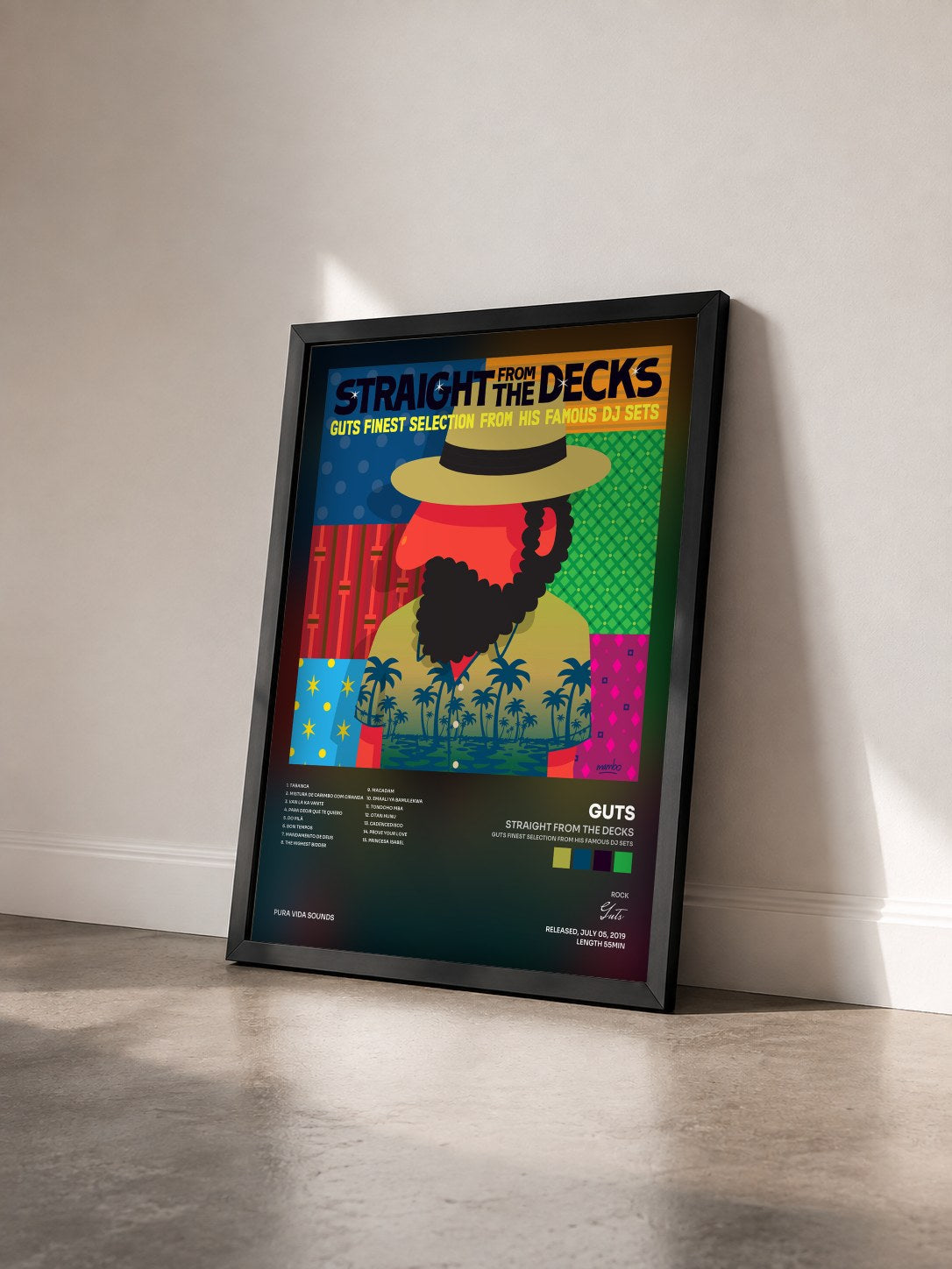 #noir Tableau de l'album Straight from the Decks (Guts Finest Selection from His Famous DJ Sets) de Guts vu de trois quarts, cadre noir