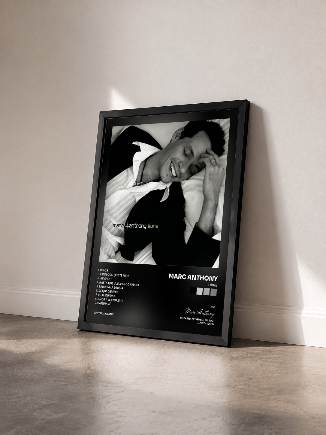 #noir Tableau de l'album Libre de Marc Anthony vu de trois quarts, cadre noir