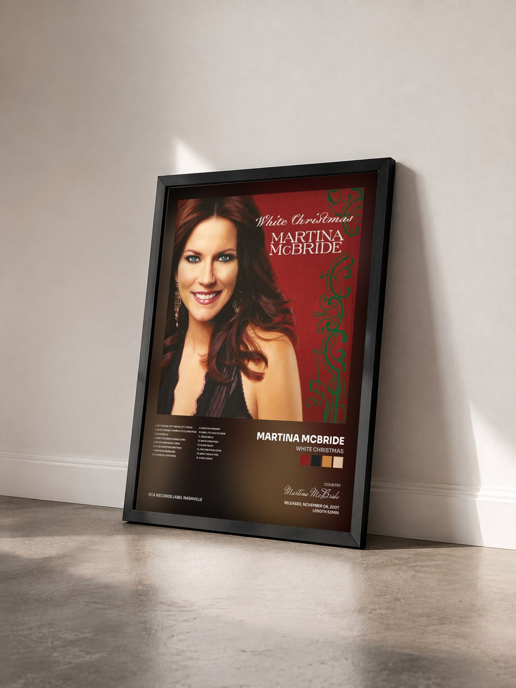 #noir Tableau de l'album White Christmas de Martina McBride vu de trois quarts, cadre noir