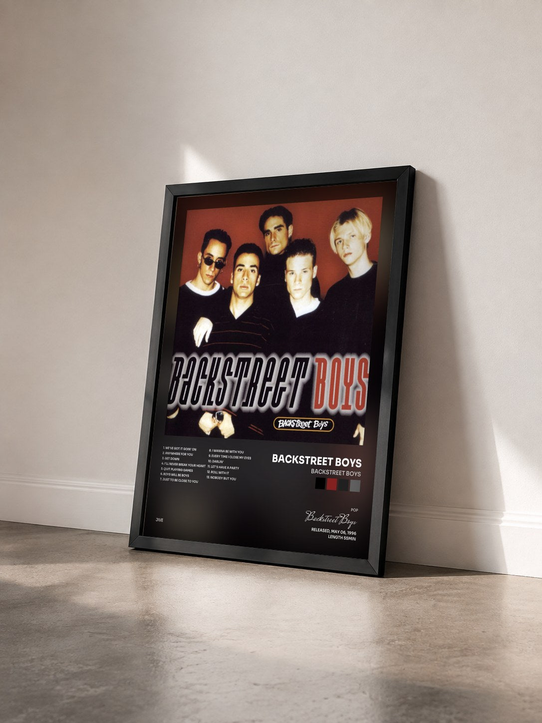 #noir Tableau de l'album Backstreet Boys de Backstreet Boys vu de trois quarts, cadre noir