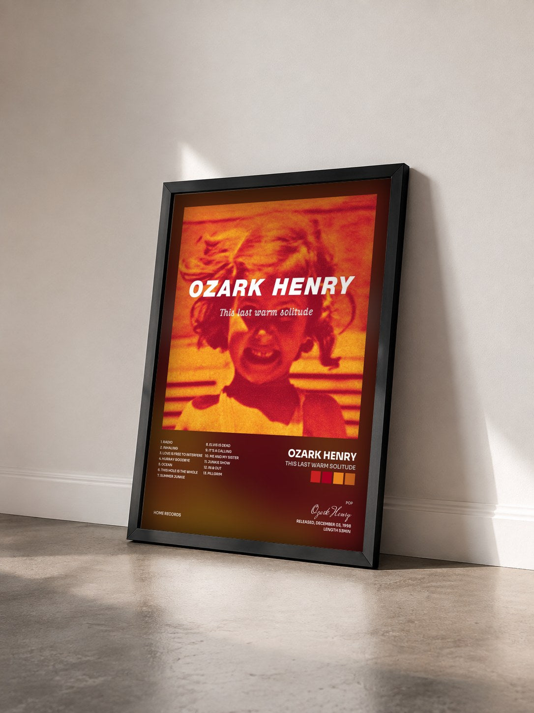 #noir Tableau de l'album This Last Warm Solitude de Ozark Henry vu de trois quarts, cadre noir