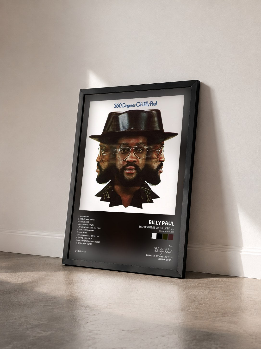 #noir Tableau de l'album 360 Degrees of Billy Paul (Expanded Edition) de Billy Paul vu de trois quarts, cadre noir