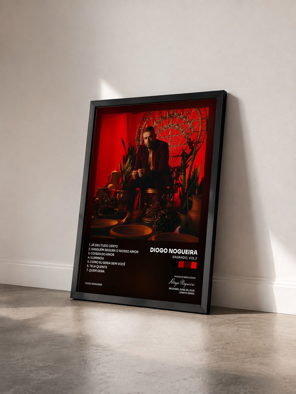 #noir Tableau de l'album SAGRADO, Vol 2 de Diogo Nogueira vu de trois quarts, cadre noir