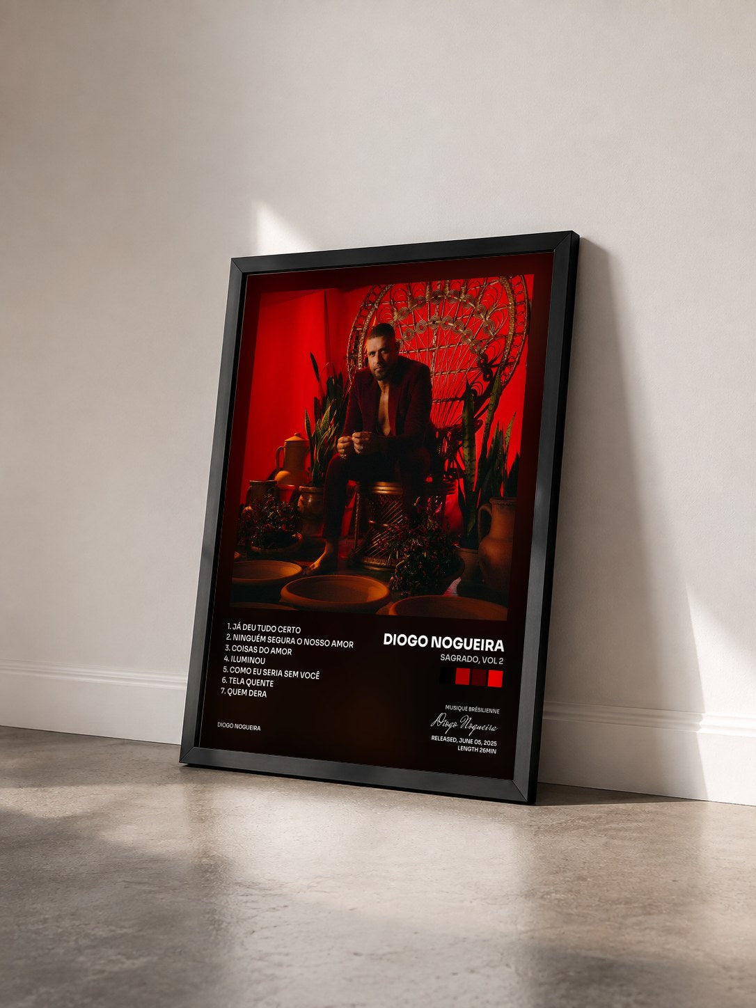 #noir Tableau de l'album SAGRADO, Vol 2 de Diogo Nogueira vu de trois quarts, cadre noir