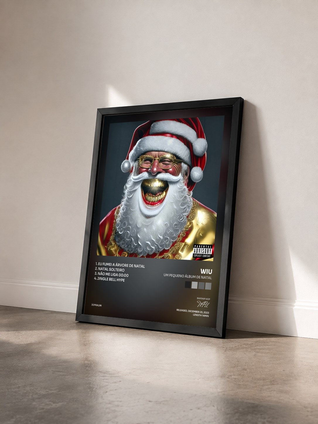 #noir Tableau de l'album Um Pequeno Álbum de Natal de WIU vu de trois quarts, cadre noir