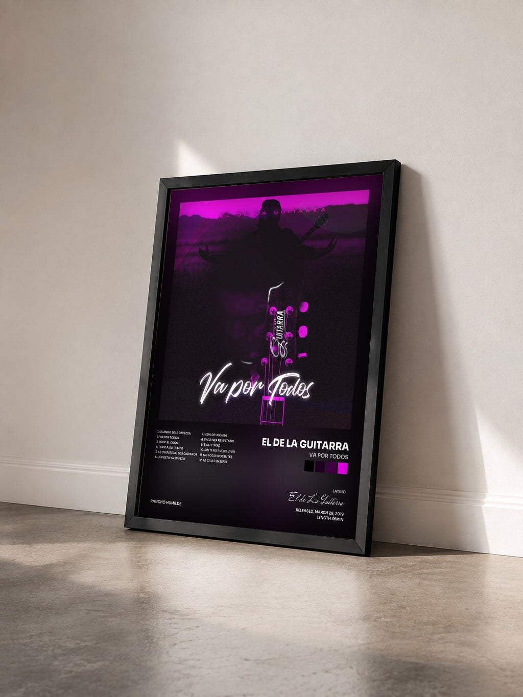 #noir Tableau de l'album Va Por Todos de El de La Guitarra vu de trois quarts, cadre noir