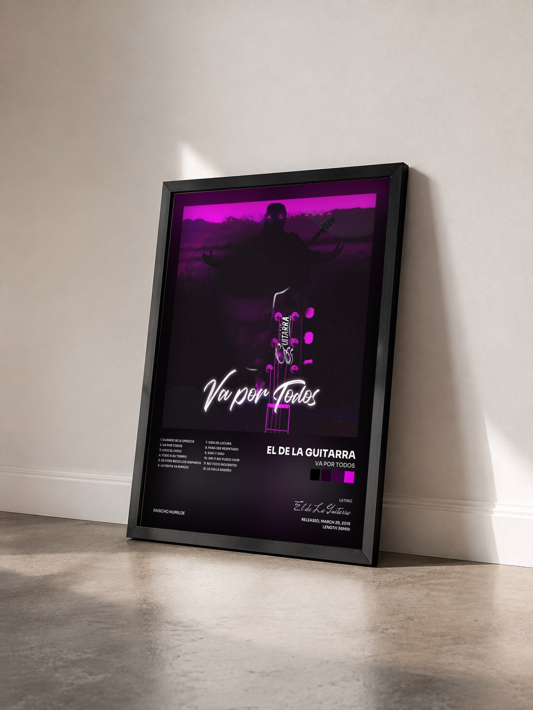 #noir Tableau de l'album Va Por Todos de El de La Guitarra vu de trois quarts, cadre noir