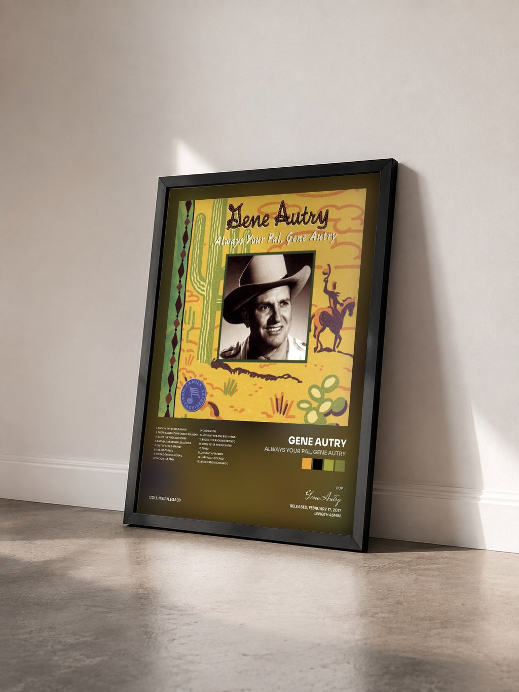 #noir Tableau de l'album Always Your Pal, Gene Autry de Gene Autry vu de trois quarts, cadre noir