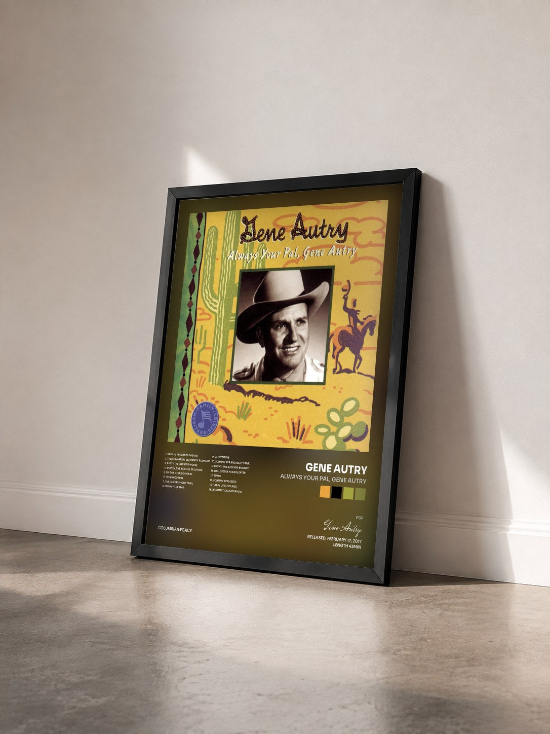#noir Tableau de l'album Always Your Pal, Gene Autry de Gene Autry vu de trois quarts, cadre noir