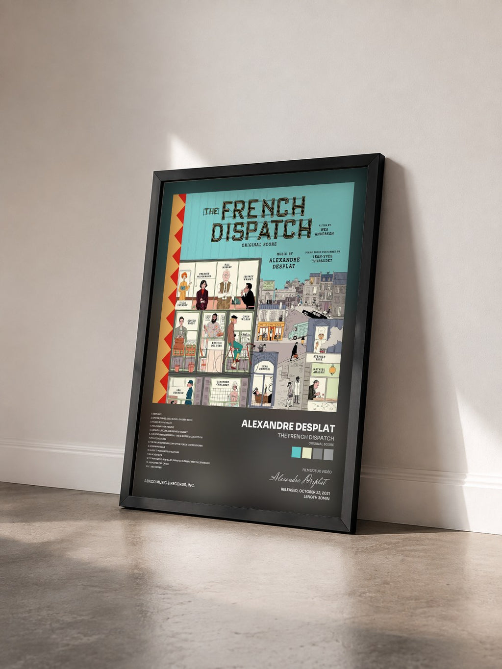 #noir Tableau de l'album The French Dispatch (Original Score) de Alexandre Desplat vu de trois quarts, cadre noir