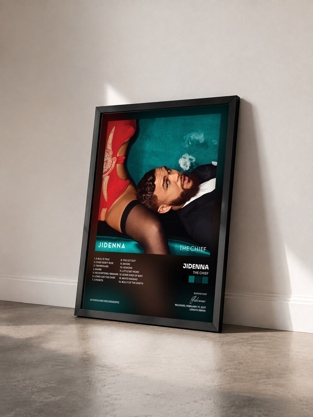 #noir Tableau de l'album The Chief de Jidenna vu de trois quarts, cadre noir