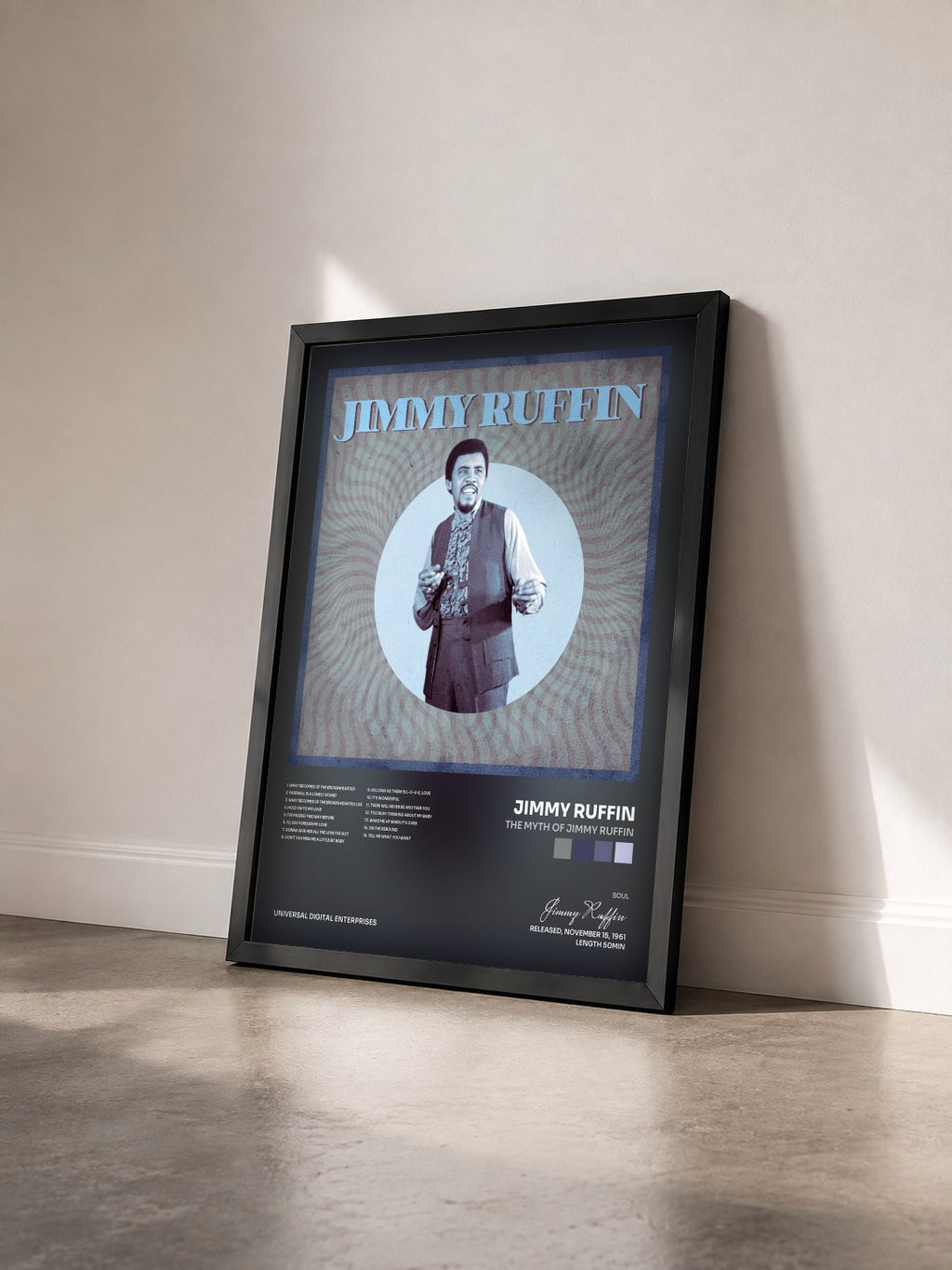 #noir Tableau de l'album The Myth of Jimmy Ruffin de Jimmy Ruffin vu de trois quarts, cadre noir