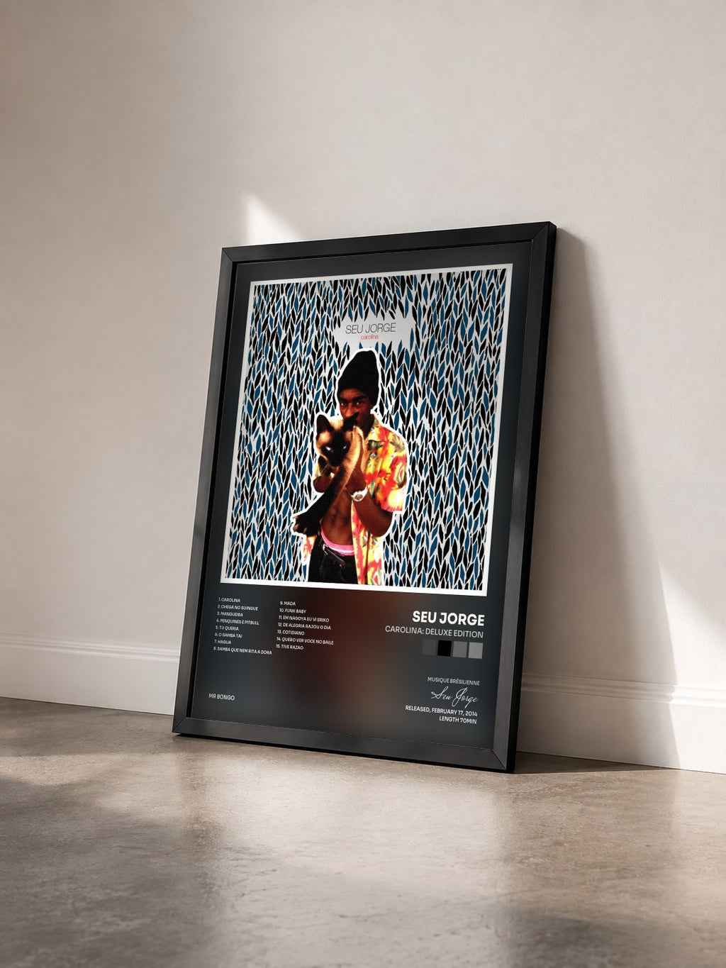 #noir Tableau de l'album Carolina: Deluxe Edition de Seu Jorge vu de trois quarts, cadre noir
