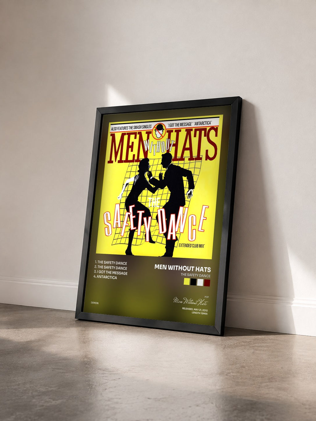 #noir Tableau de l'album The Safety Dance de Men Without Hats vu de trois quarts, cadre noir