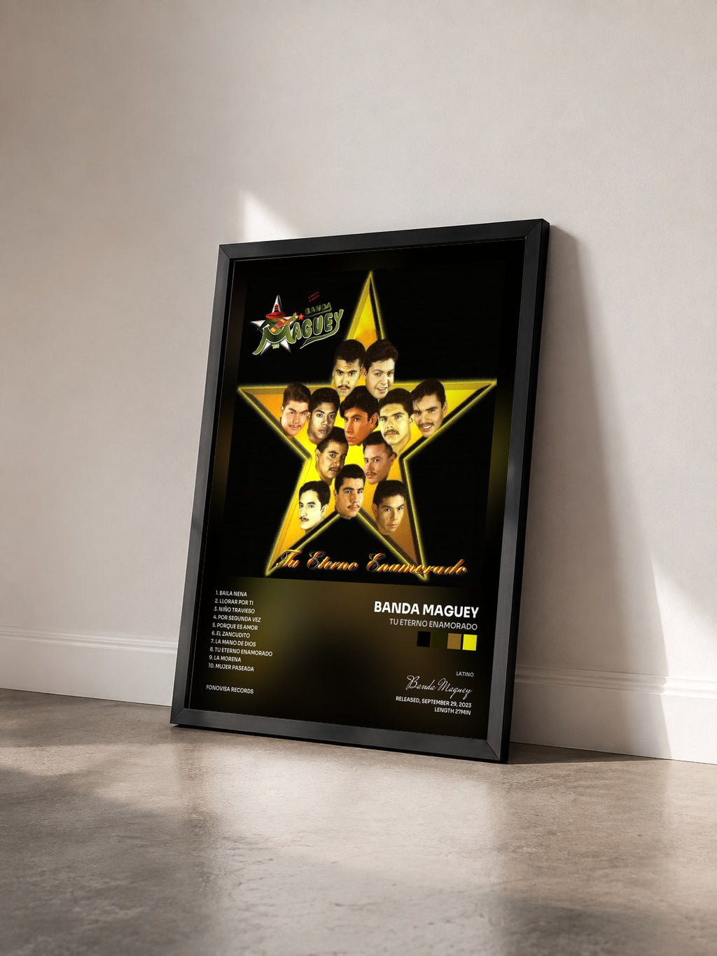 #noir Tableau de l'album Tu Eterno Enamorado de Banda Maguey vu de trois quarts, cadre noir