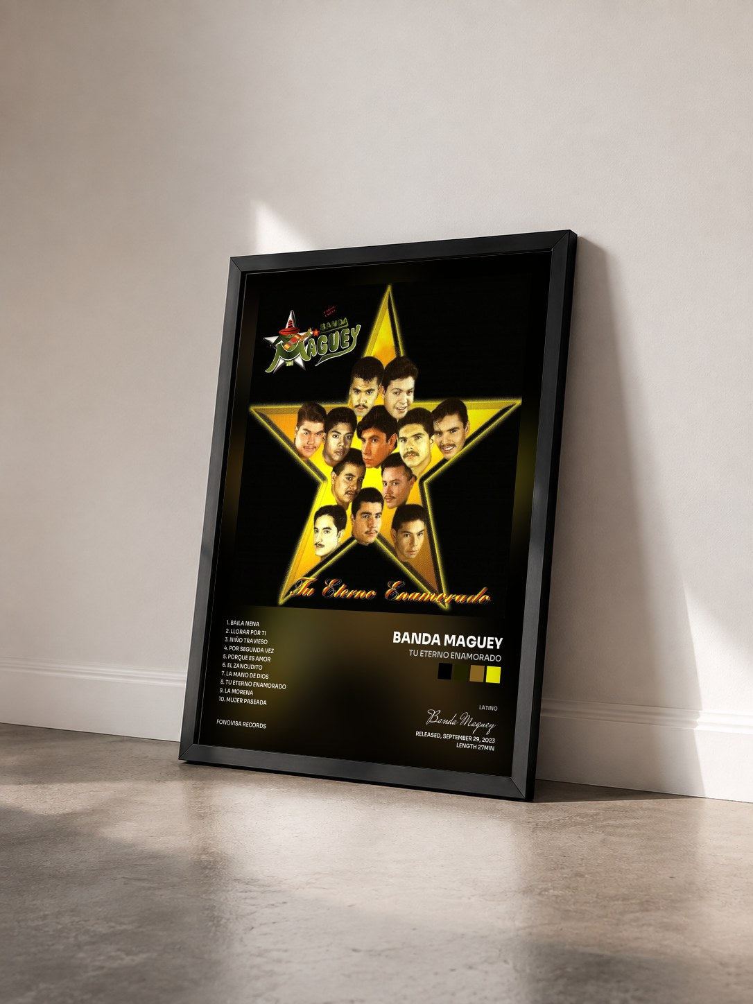 #noir Tableau de l'album Tu Eterno Enamorado de Banda Maguey vu de trois quarts, cadre noir
