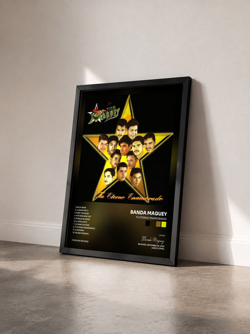 #noir Tableau de l'album Tu Eterno Enamorado de Banda Maguey vu de trois quarts, cadre noir