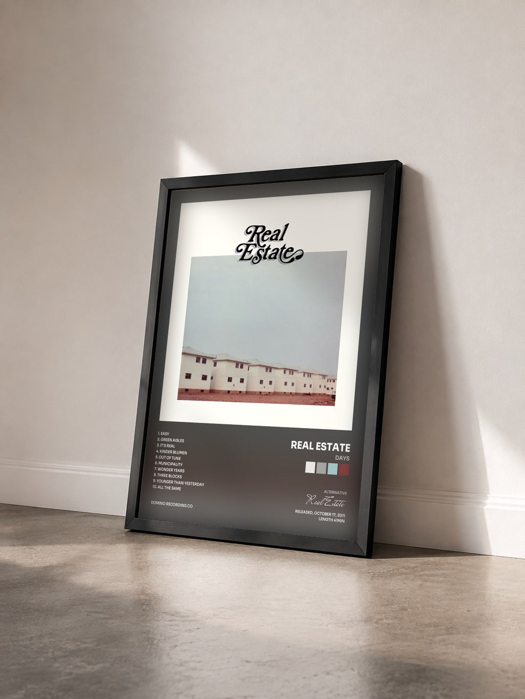 #noir Tableau de l'album Days de Real Estate vu de trois quarts, cadre noir