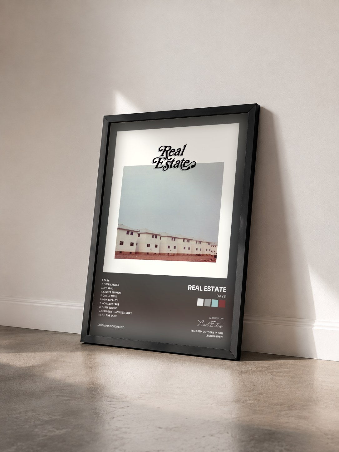 #noir Tableau de l'album Days de Real Estate vu de trois quarts, cadre noir
