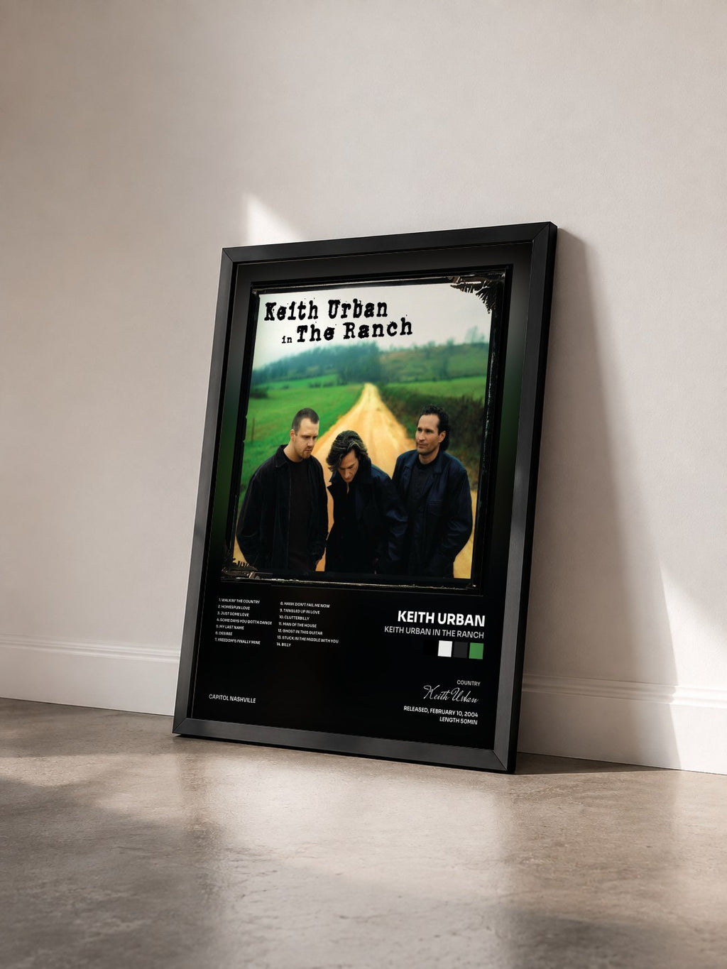 #noir Tableau de l'album Keith Urban In The Ranch de Keith Urban vu de trois quarts, cadre noir