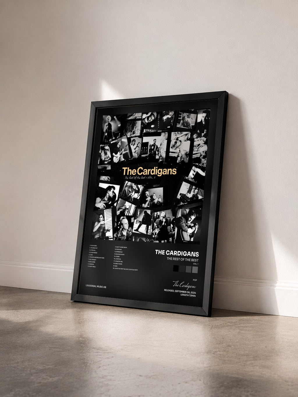 #noir Tableau de l'album The Rest Of The Best (Vol. 1) de The Cardigans vu de trois quarts, cadre noir
