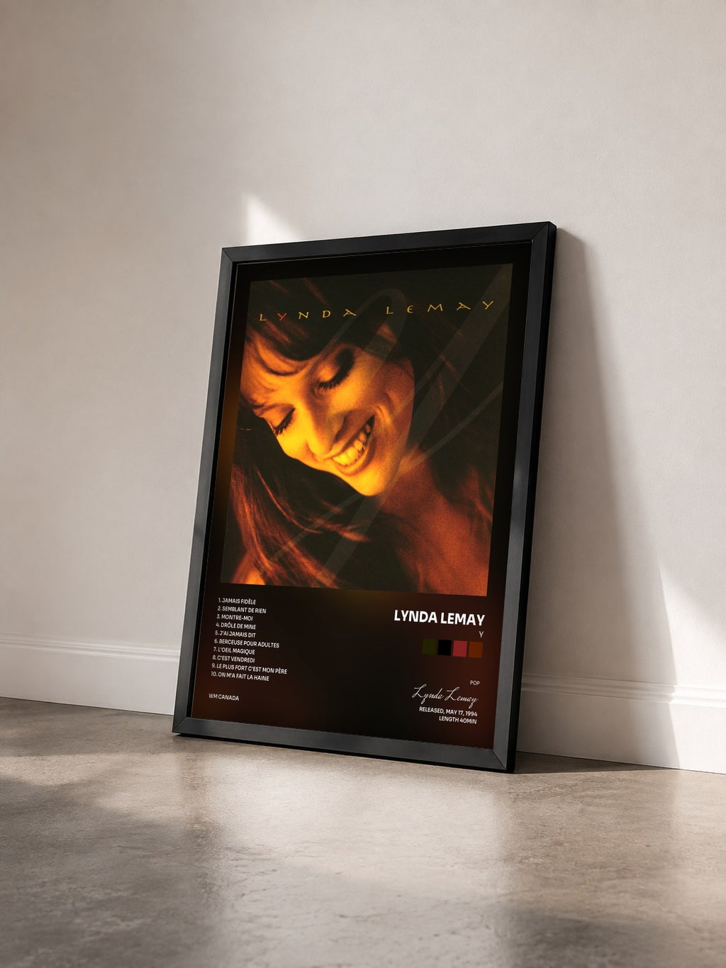 #noir Tableau de l'album Y de Lynda Lemay vu de trois quarts, cadre noir