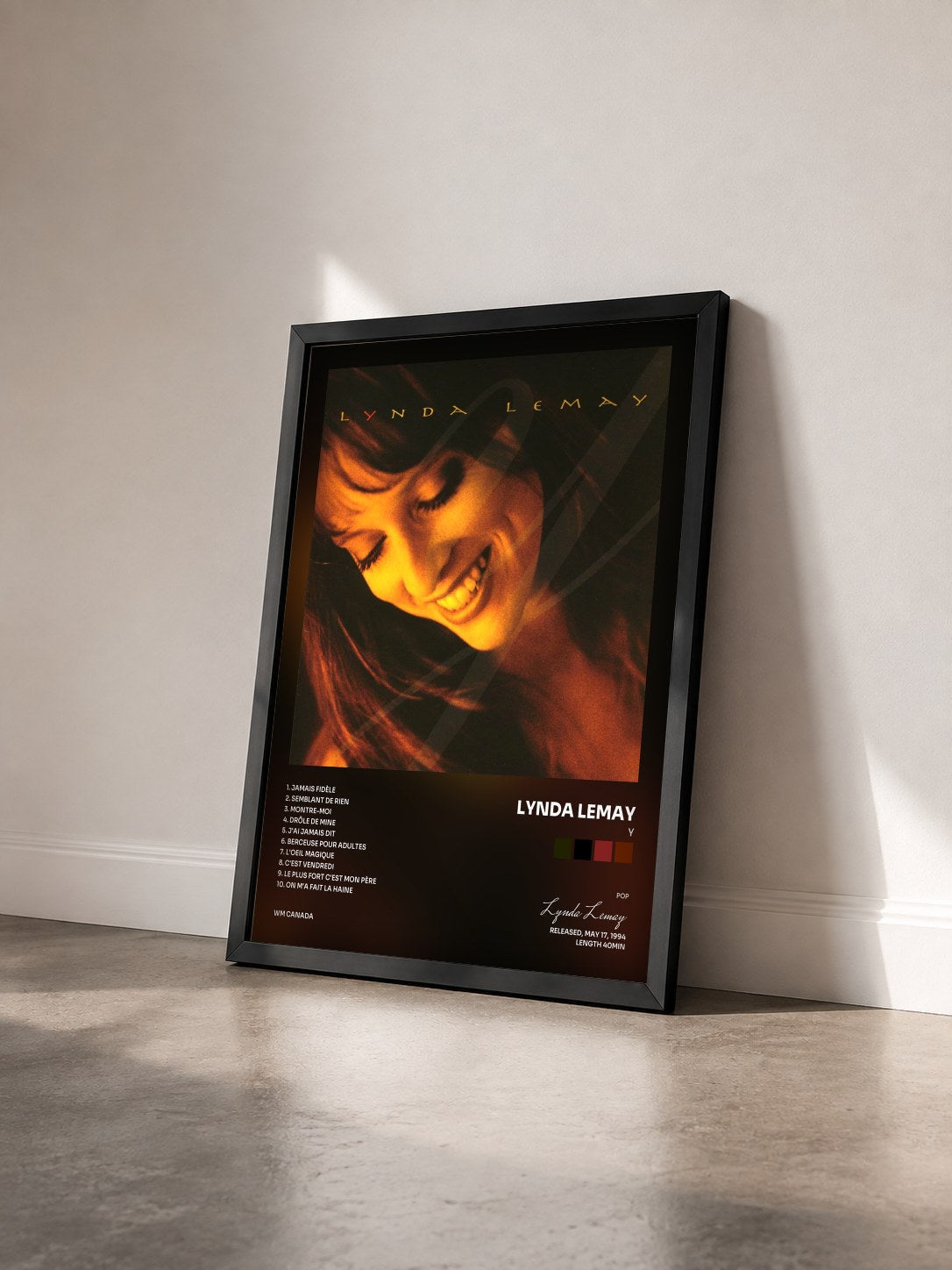 #noir Tableau de l'album Y de Lynda Lemay vu de trois quarts, cadre noir