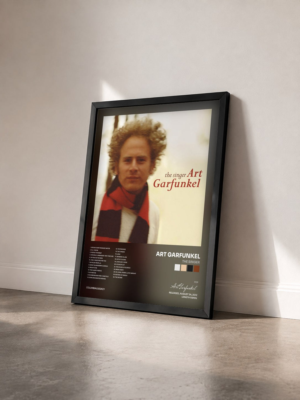 #noir Tableau de l'album The Singer de Art Garfunkel vu de trois quarts, cadre noir