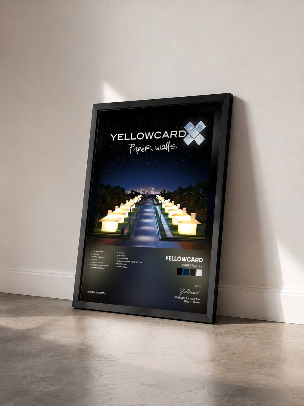 #noir Tableau de l'album Paper Walls de Yellowcard vu de trois quarts, cadre noir
