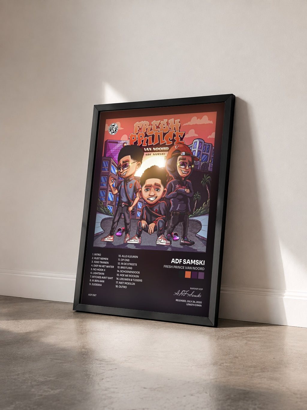 #noir Tableau de l'album Fresh Prince Van Noord de ADF Samski vu de trois quarts, cadre noir