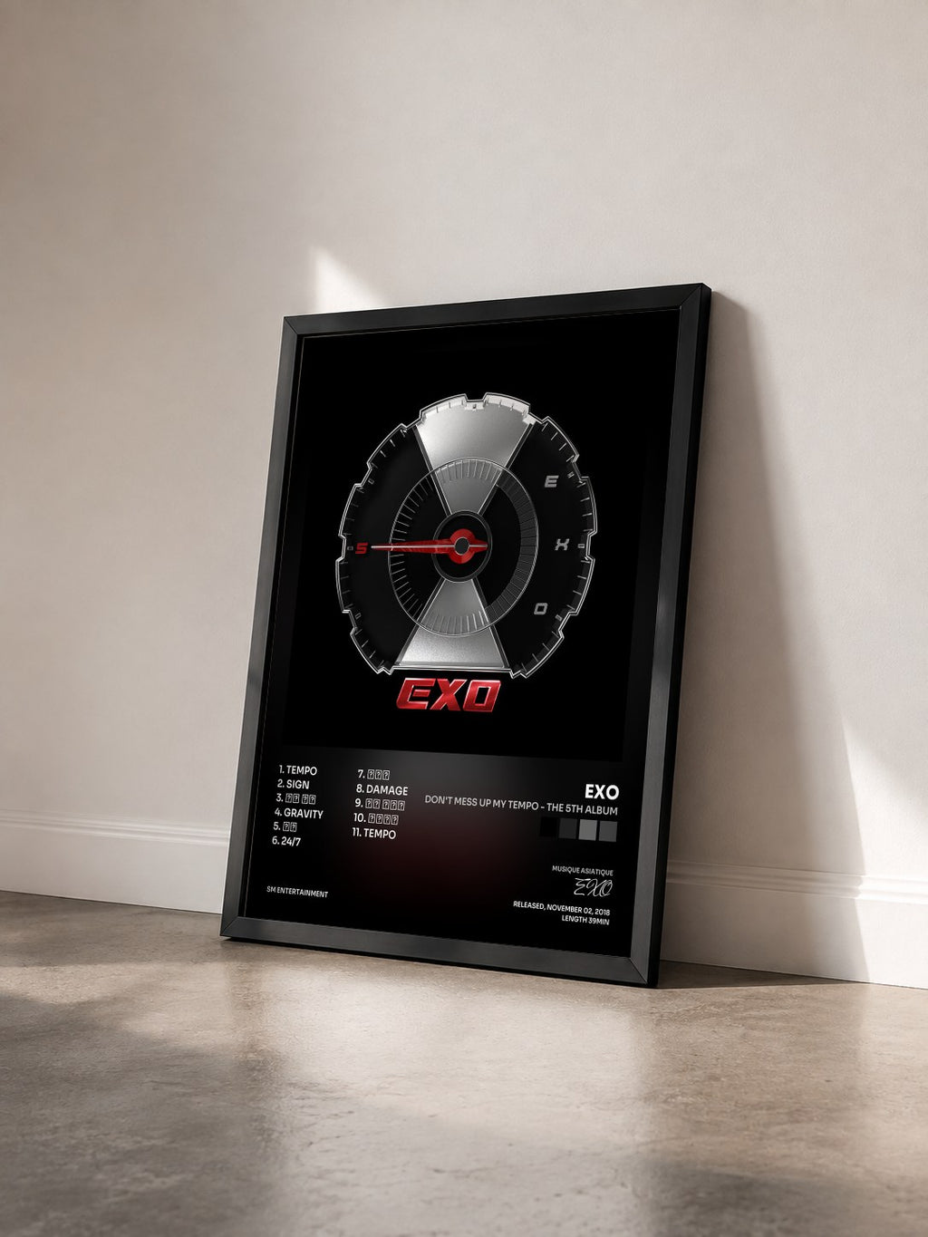 #noir Tableau de l'album DON'T MESS UP MY TEMPO - The 5th Album de EXO vu de trois quarts, cadre noir