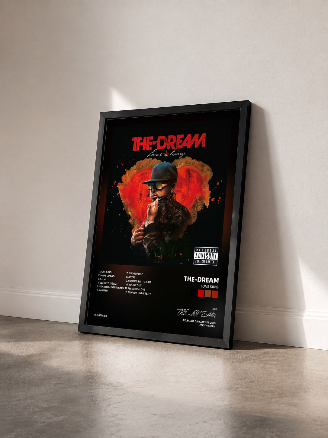 #noir Tableau de l'album Love King de THE-DREAM vu de trois quarts, cadre noir