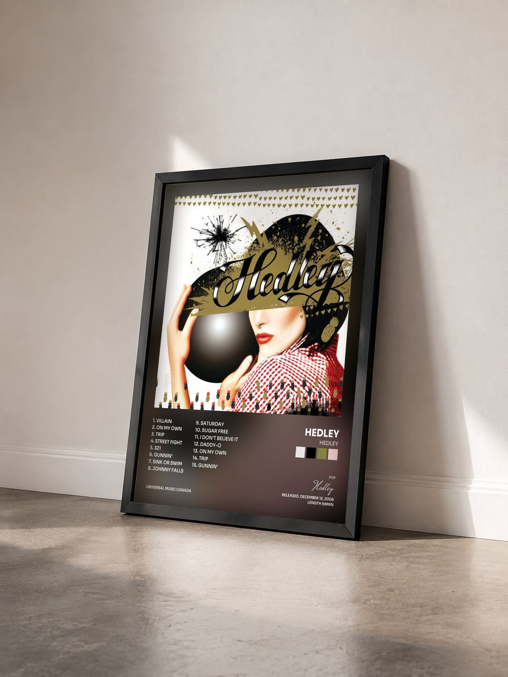 #noir Tableau de l'album Hedley de Hedley vu de trois quarts, cadre noir