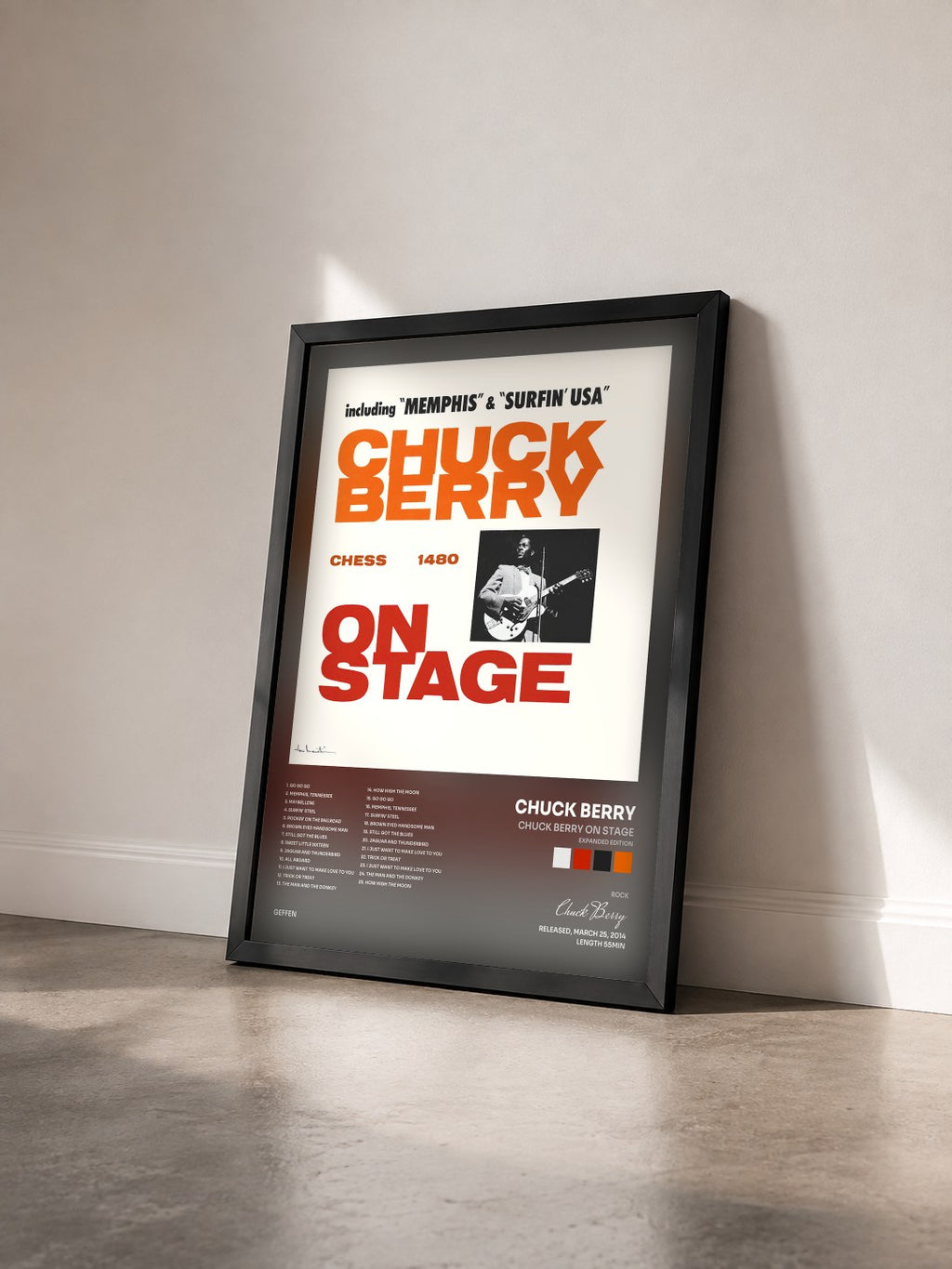 #noir Tableau de l'album Chuck Berry On Stage (Expanded Edition) de Chuck Berry vu de trois quarts, cadre noir