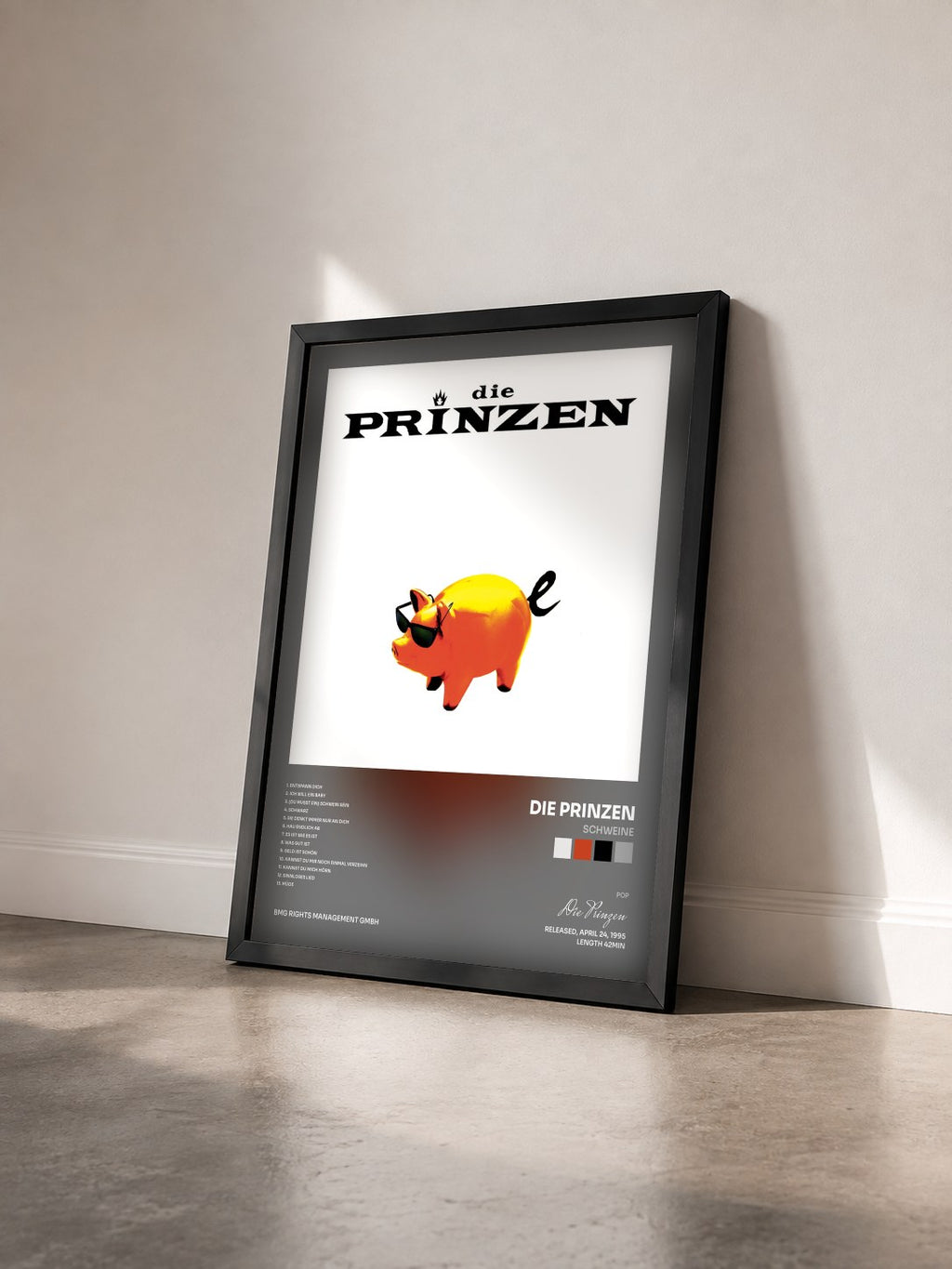 #noir Tableau de l'album Schweine de Die Prinzen vu de trois quarts, cadre noir