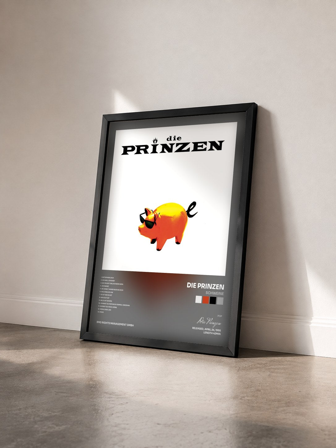 #noir Tableau de l'album Schweine de Die Prinzen vu de trois quarts, cadre noir