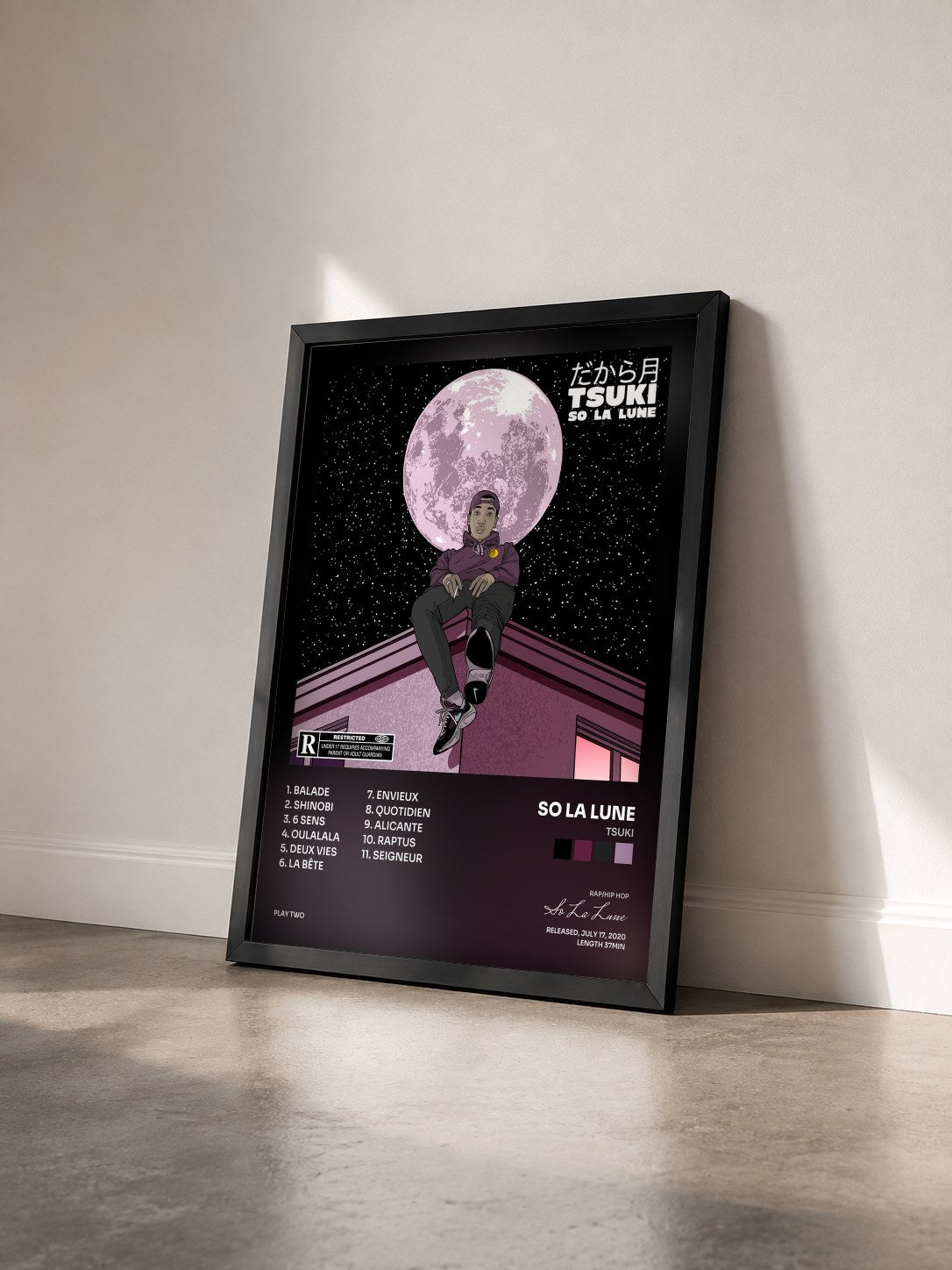 #noir Tableau de l'album Tsuki de So La Lune vu de trois quarts, cadre noir