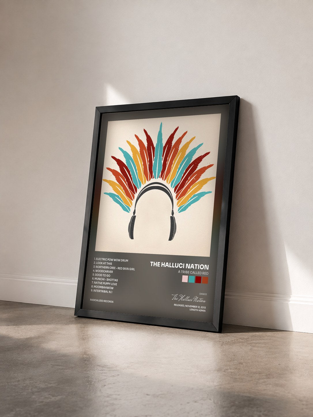 #noir Tableau de l'album A Tribe Called Red de The Halluci Nation vu de trois quarts, cadre noir