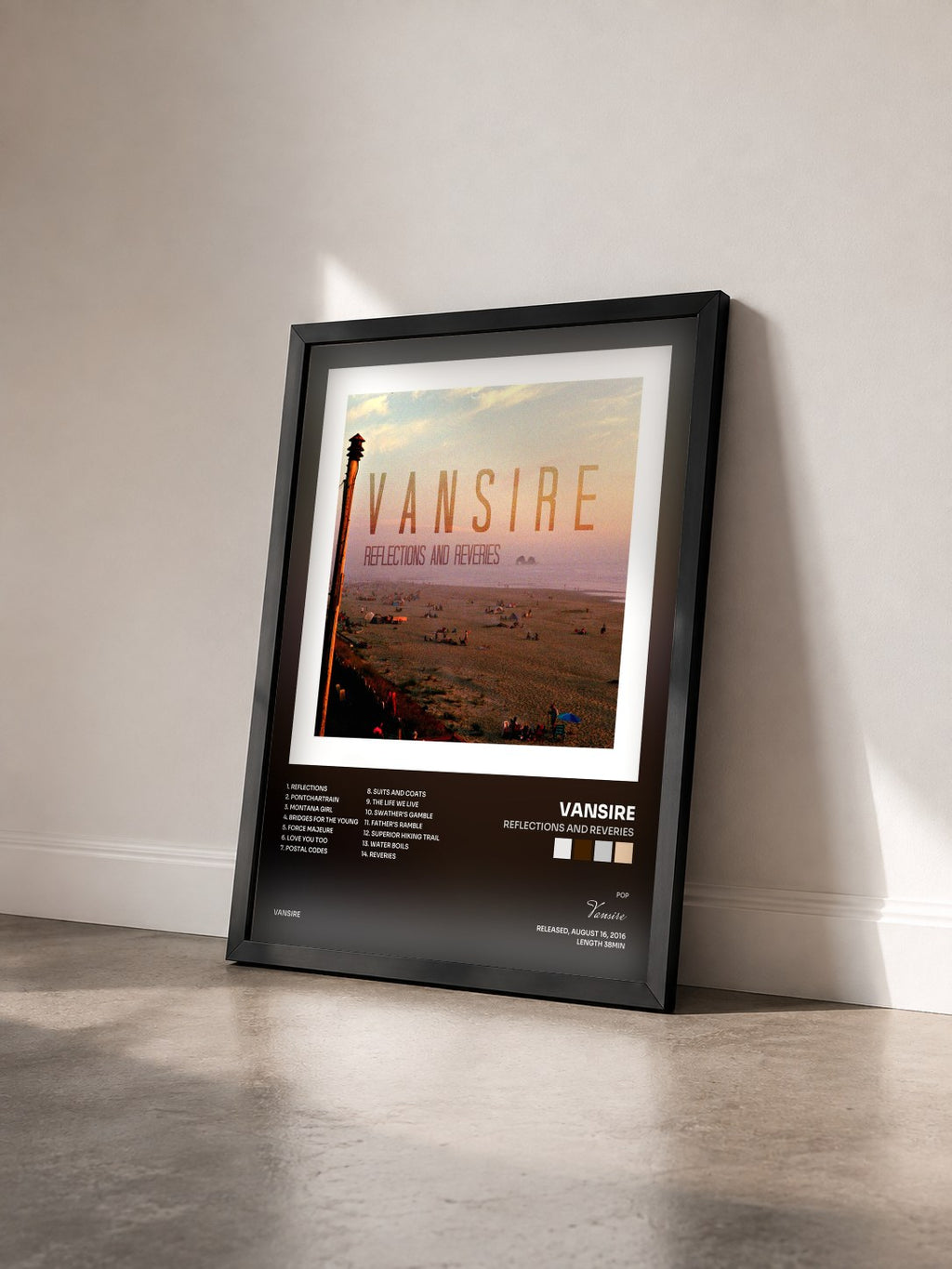 #noir Tableau de l'album Reflections and Reveries de Vansire vu de trois quarts, cadre noir