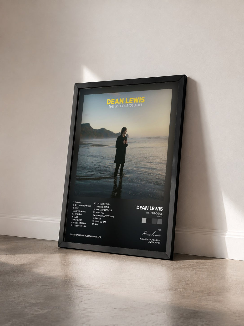 #noir Tableau de l'album The Epilogue (Deluxe) de Dean Lewis vu de trois quarts, cadre noir