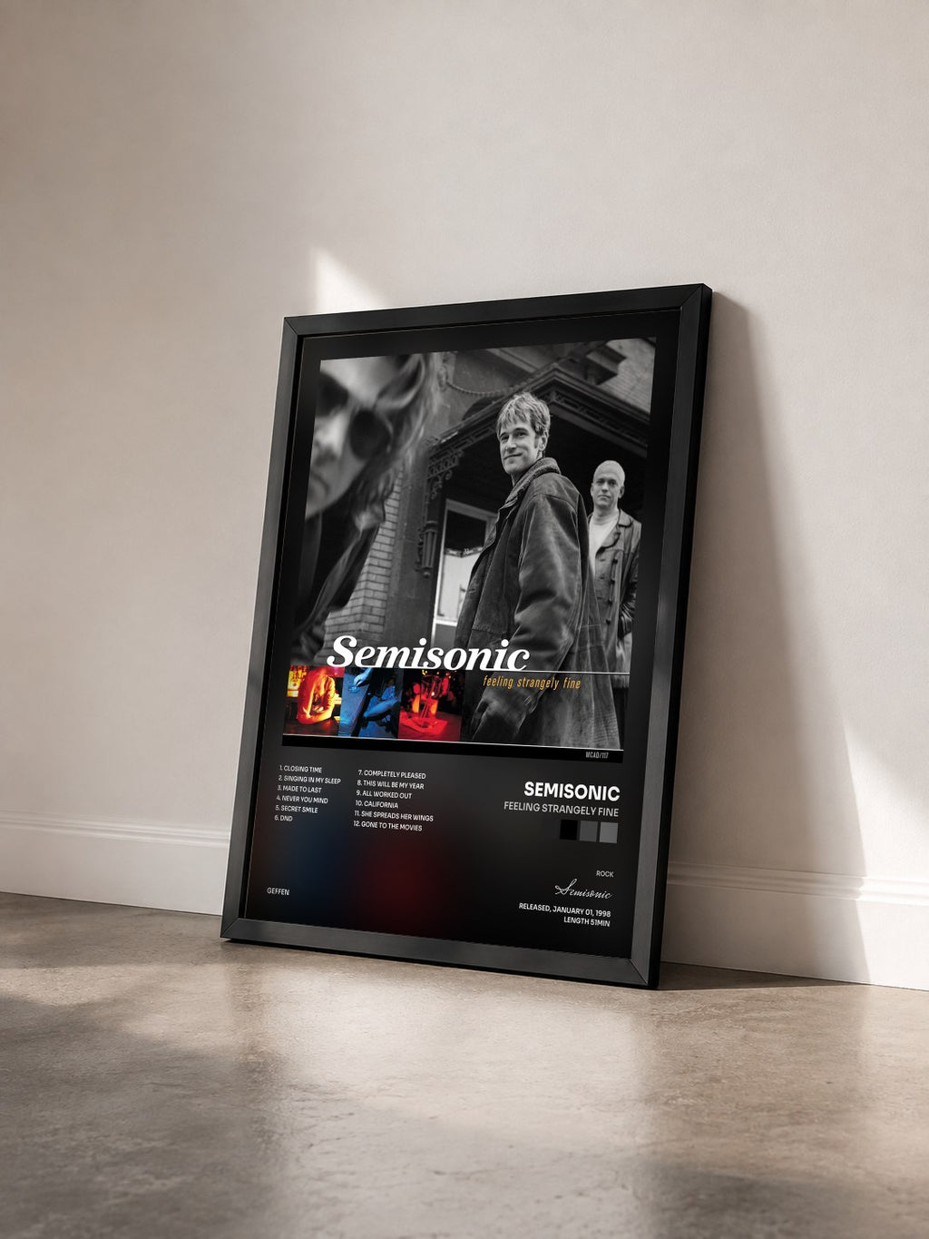 #noir Tableau de l'album Feeling Strangely Fine de Semisonic vu de trois quarts, cadre noir