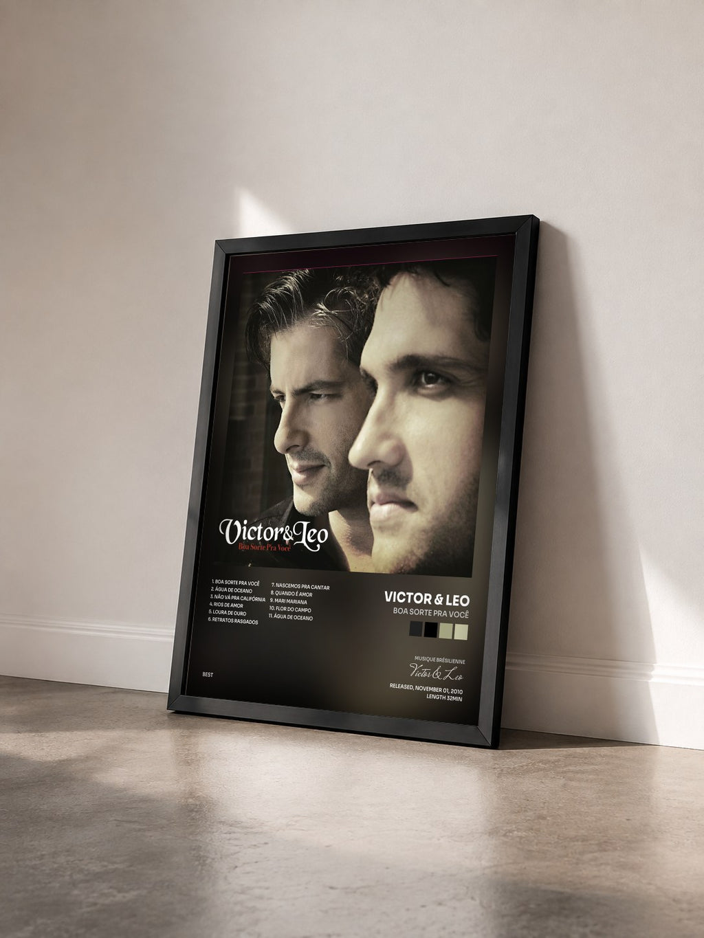 #noir Tableau de l'album Boa Sorte Pra Você de Victor & Leo vu de trois quarts, cadre noir