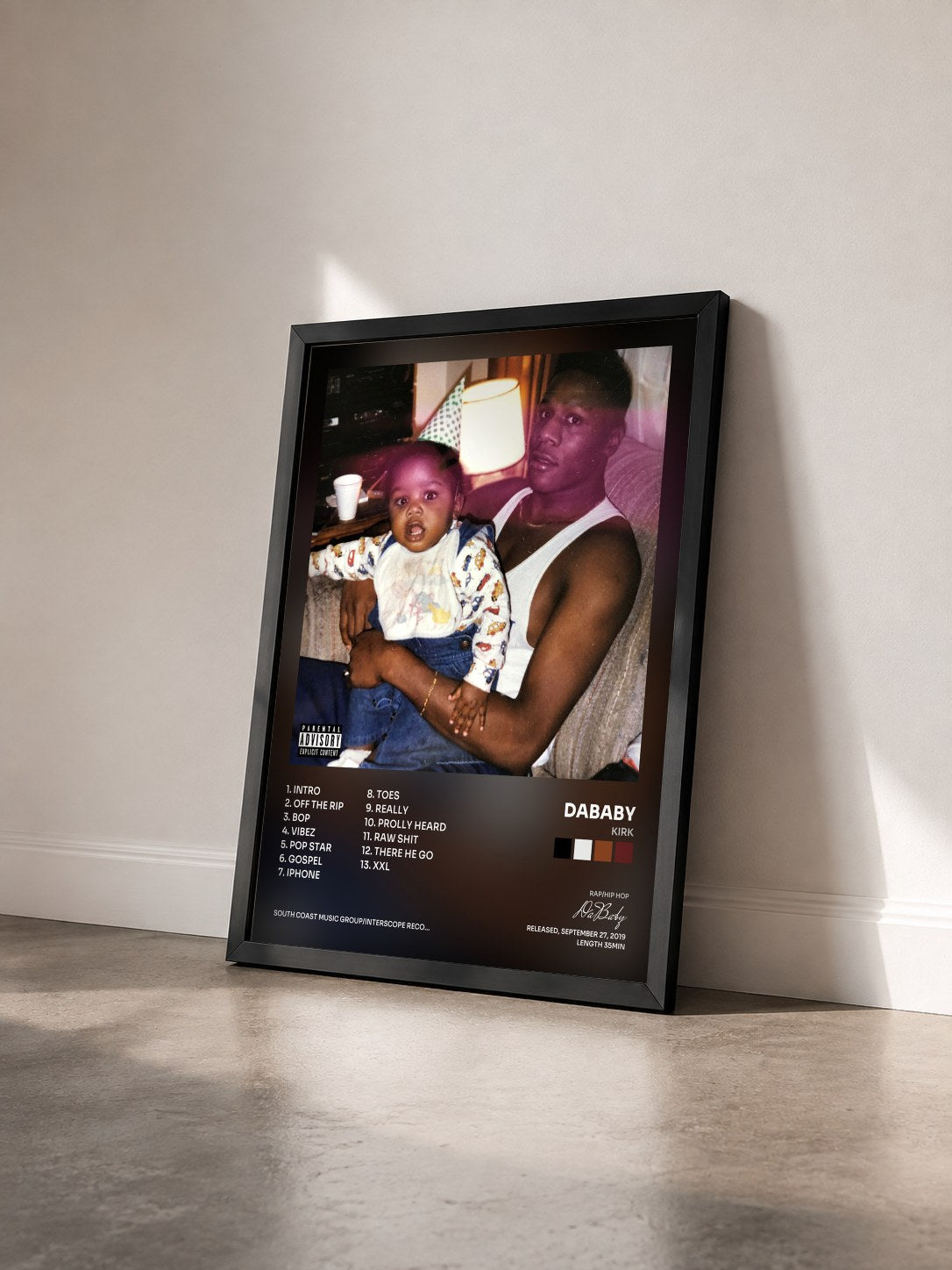 #noir Tableau de l'album KIRK de DaBaby vu de trois quarts, cadre noir