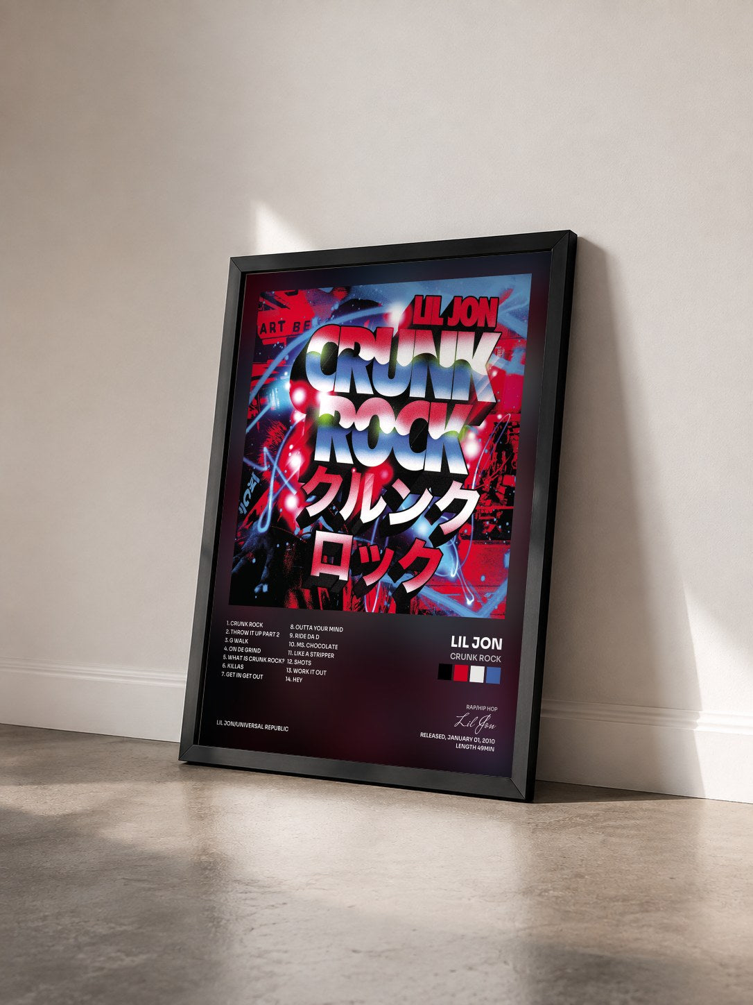#noir Tableau de l'album Crunk Rock de Lil Jon vu de trois quarts, cadre noir