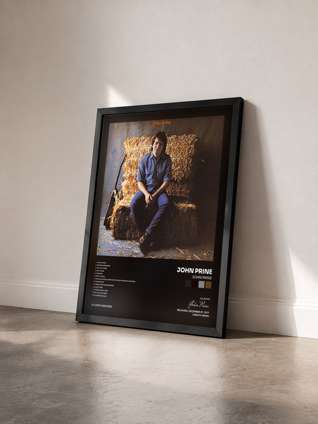#noir Tableau de l'album John Prine de John Prine vu de trois quarts, cadre noir