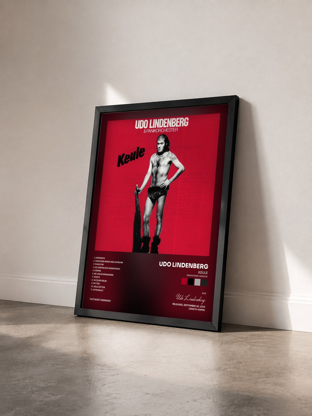 #noir Tableau de l'album Keule (Remastered Version) de Udo Lindenberg vu de trois quarts, cadre noir