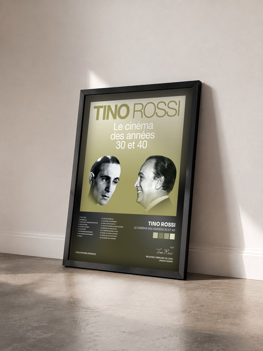 #noir Tableau de l'album Le cinéma des années 30 et 40 de Tino Rossi vu de trois quarts, cadre noir