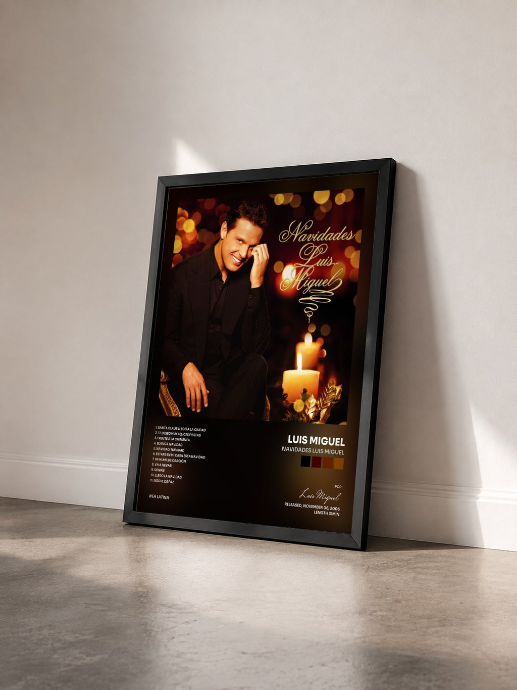 #noir Tableau de l'album Navidades Luis Miguel de Luis Miguel vu de trois quarts, cadre noir