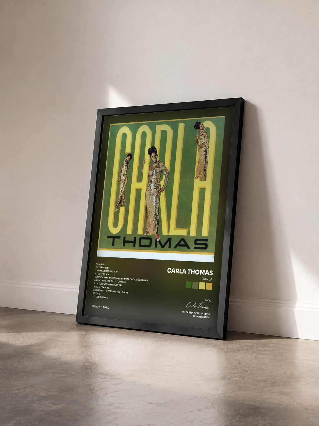 #noir Tableau de l'album Carla de Carla Thomas vu de trois quarts, cadre noir