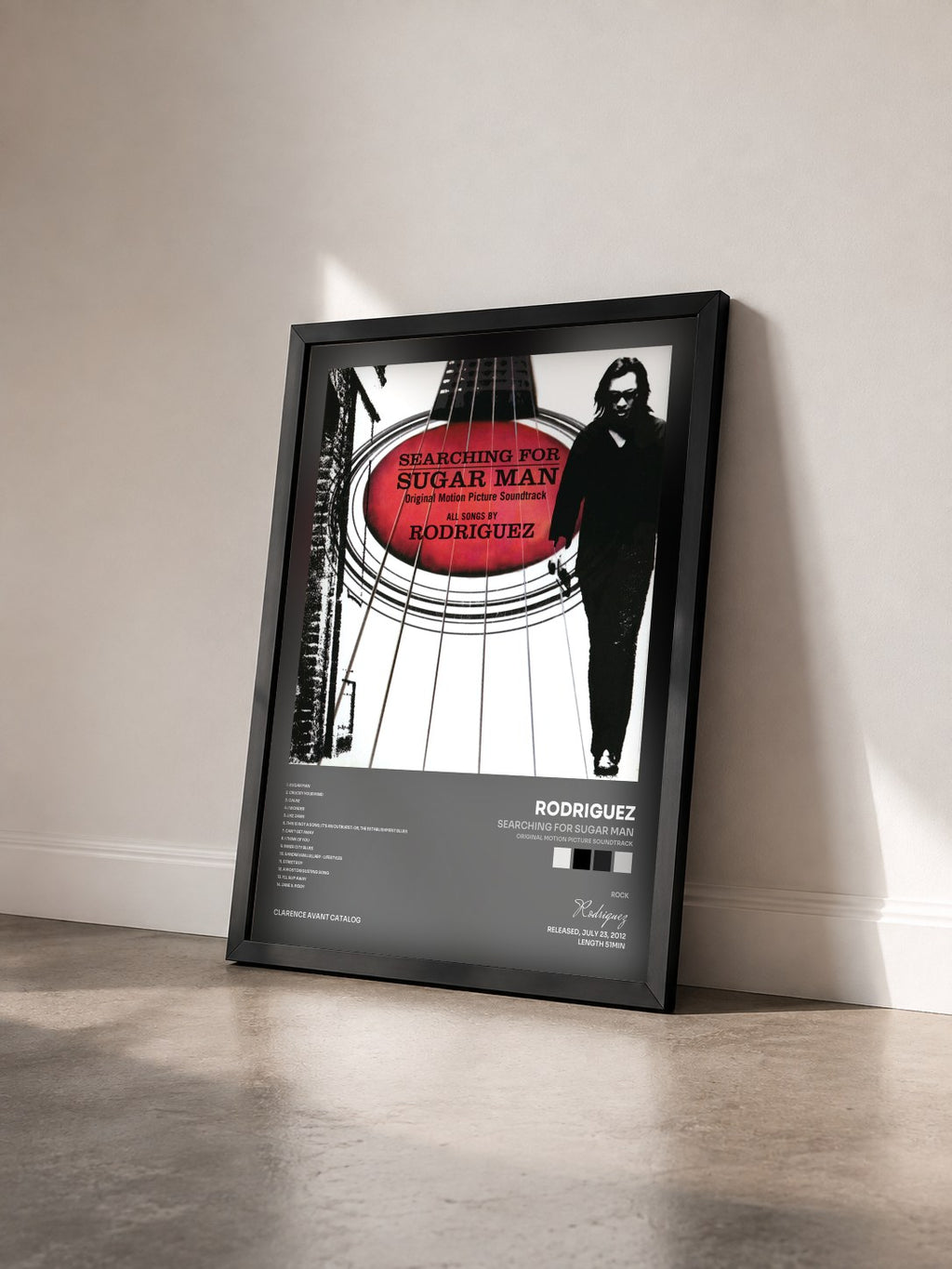 #noir Tableau de l'album Searching For Sugar Man (Original Motion Picture Soundtrack) de Rodriguez vu de trois quarts, cadre noir